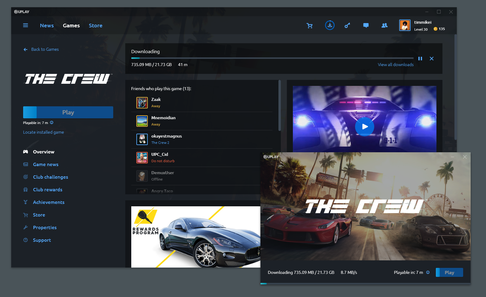 Uplay PC game page as it appeared when I left the project